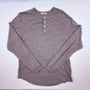 Buck Mason Mens Long Sleeve Henley Shirt Gray Heathered BM228 Size M